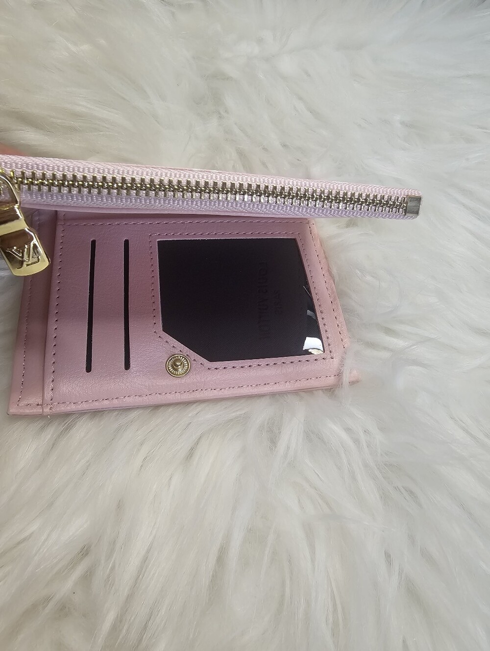 Pink and White Slim Wallet With Coin Pouch - Picture 3 of 7